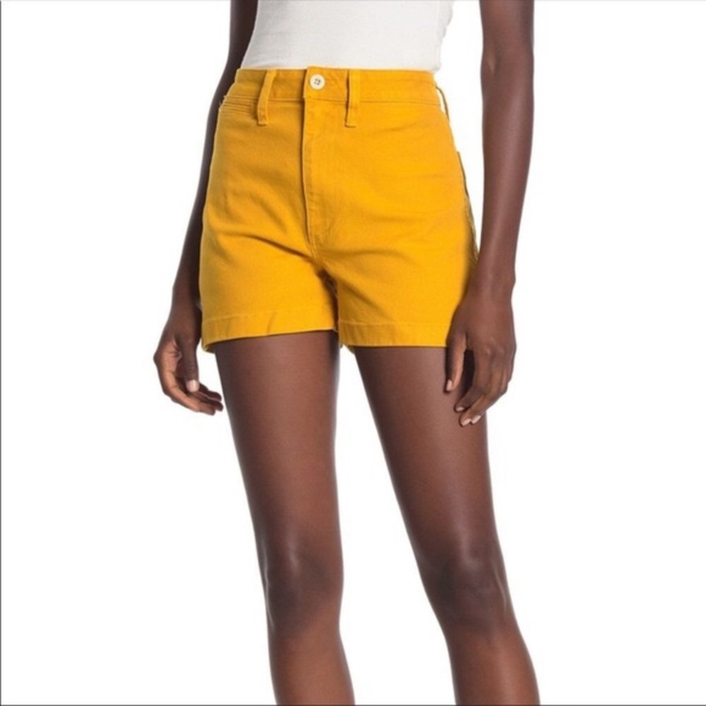 Madewell mustard yellow emmett shorts